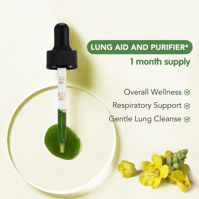 Mullein Leaf Extract for Lungs, 60ml Mullein Leaf Liquid Drops,Natural