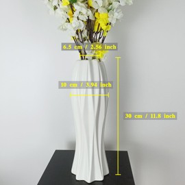 TDIAVH White Ceramic Flower Vase,12 Inch Tall Modern Textured Vases for Farmhouse,Home Decor,Shelf,Table Centerpieces,Living Room Decorations Minimalist Large Pattern Vase for Pampas Grass Flower