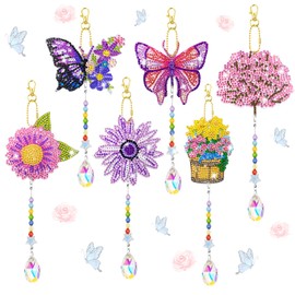 5D Diamond Painting Wind Chimes Kit Crystal Wind Chime Diamond Painting Kits Double Sided DIY Art Hanging Ornament Crafts for Home Window Decor (Spring)