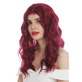 WIG ME UP - VK-9-39 Women's Wig Long Wavy Middle Parting with Hairlines Garnet Red