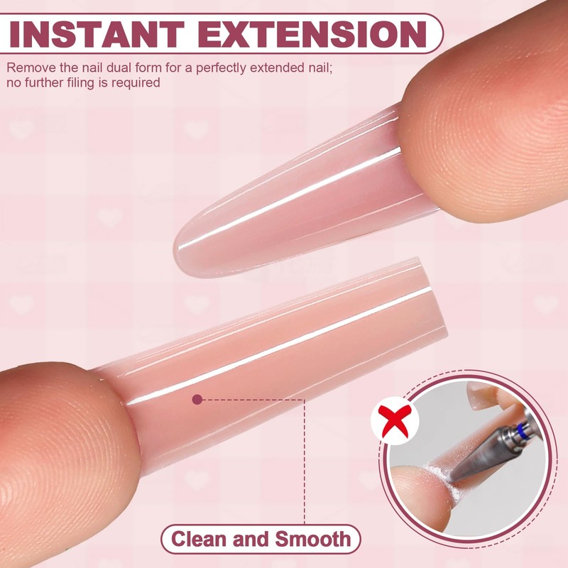Plman 240 PCS Sandwich Nail Dual Forms, Nail Extension Kit
