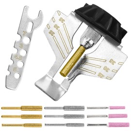 Chainsaw Sharpening Attachment Kit - 20Pcs Chain Saw Blade Teeth Sharpener Set with Angle Guide and Diamond Burr Grinding Stone Files, Hand Power Drilling Tool Accessories for Gardening Lawn Mower