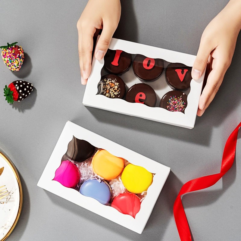 50PCS 7x4⅜x1½ Inch Cookie Boxes with Window Chocolate Truffle Boxes