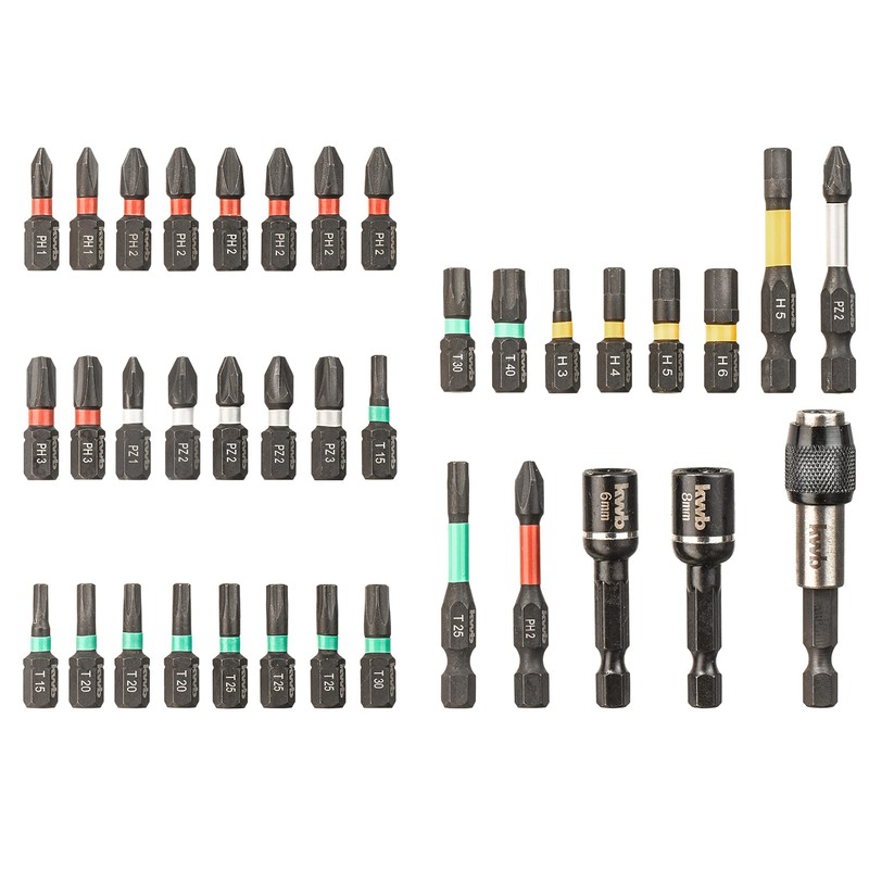 kwb 109000 Bit Box for Impact Wrenches, 37-Piece Bit Set