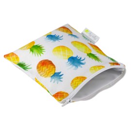 Itzy Ritzy Bolsa reutilizable para aperitivos – Bolsa de aperitivos sin BPA de 7 x 7 pulgadas es segura para alimentos, lavable e ideal para almacenar aperitivos, chupetes, electrónica y maquillaje en una bolsa de pañales, bolso o bolsa de viaje, piña