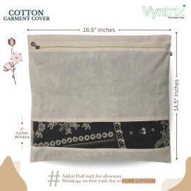 VYNTRIX Cotton Saree Bags Garment Covers Clothes Storage Bags Wardrobe Organizer Garment Bag with Transparent mesh window (16 x 14 Inches) (Pack 0f 12)