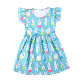 Toddler Girl Easter Eggs Bunny Cute Rabbit Spring Summer Pearl Dress 3-4T