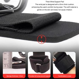 Qukaim Weight Lifting Rod Hooks 2 Pack Heavy Duty Wrist Wraps Power Lifting Training Gym Grip Straps Black Wrist Strap