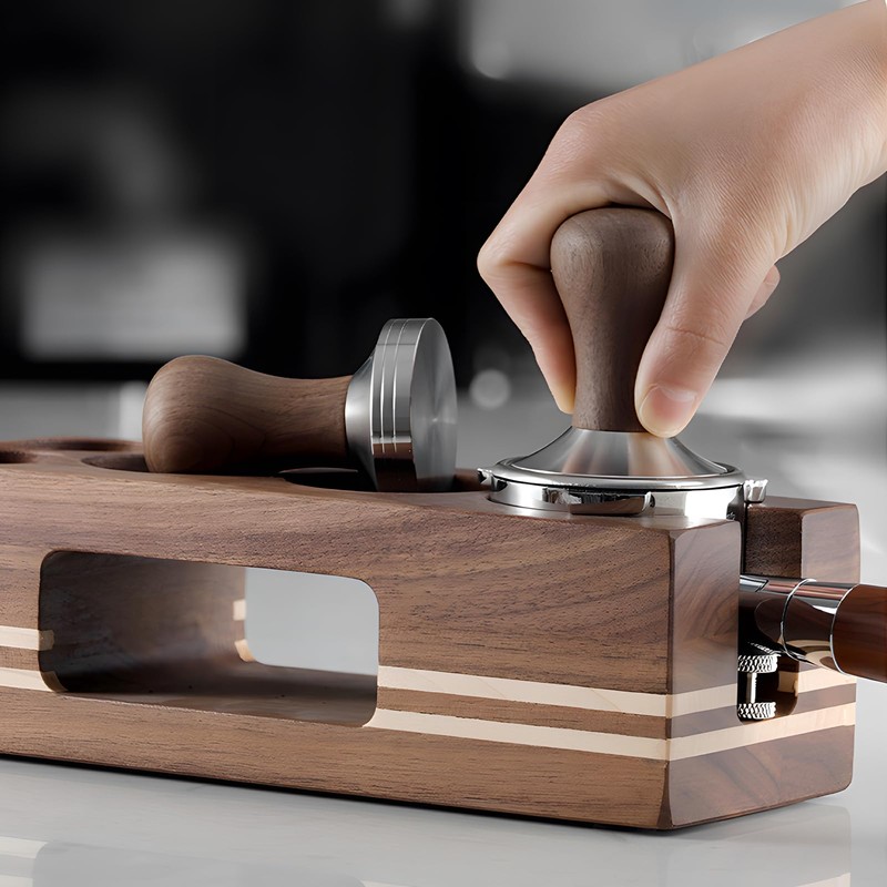 EFUTURETIME Tamper Station 51-54 mm Espresso Tamper Station Walnut Wood