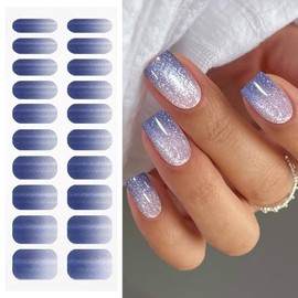 JMEOWIO Gel Nail Stickers Cat Eyes Semi Cured Gel Nail Strips Wraps UV/LED Nails Art Design Decoration Accessories