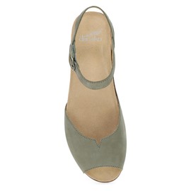 Dansko Cass Peep-Toe Wedge Sandal for Women -Low Profile Wedge with Arch Support, Adjustable Fit for Walking Comfort Sage 11.5-12 M US