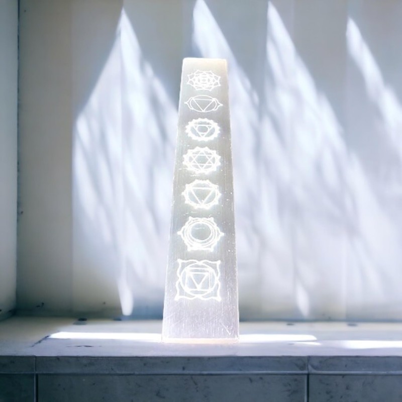 Steinfixx® Real Selenite Charging Plate | Ruler with Beautiful Engraved