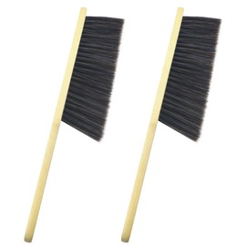 2 Pcs Hand Broom Brush, Wooden Handle Soft Bristle Cleaning Dust Brush，for Furniture, Bed, Car, Bench, Crevice Cleans, Sofa, Fireplace, Clothes (Straight Handle)