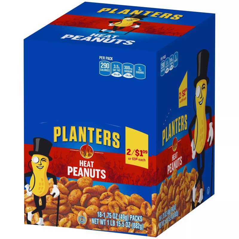 Planters Heat Peanuts (1.75 oz Packets, Pack of 18)