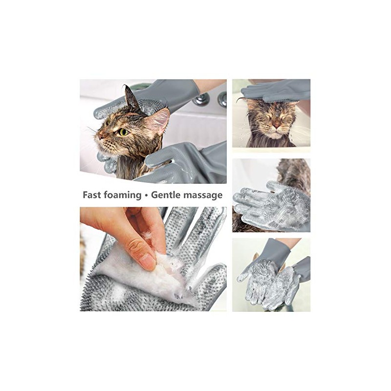 COMMEMA Pet Grooming Gloves - Massage Mitt for Dogs &