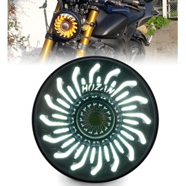 HENGTUAOTO 5-3/4" LED headlight with White/Amber chrysanthemum petal DRL Compatible with Sportster Iron 883 SuperLow XL883 XL1200,Softail Springer, Dyna Street Bob Low Rider