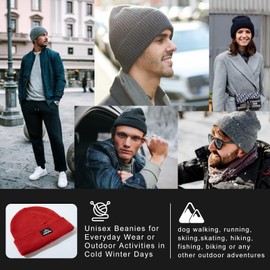 TOP-EX 100% Merino Wool Beanie Hats for Men Women Winter Thermal Polar Fleece Lined Beanies for Cold Weather Ski Running Hunting Walking Red M/L