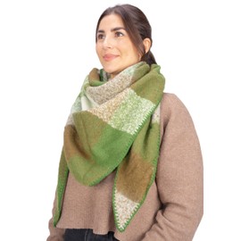 Seasons of April Greta Women's Scarf, Colourful, Cuddly Soft Triangle Shape, R83 Green Mix