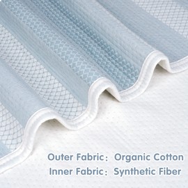 Organic Cotton Patterned Baby Crib Blanket for All Seasons - Warm, Breathable, Super Soft, Thick and Light Weight Quilted Toddler Blanket for Boys and Girls 39''x39'' Large - Blue Stripes