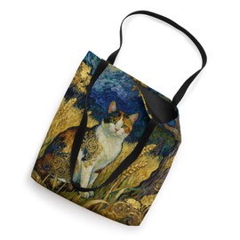 Starry Sky Moonlight And A Calico Cat Among The Wheat Fields Tote Bag