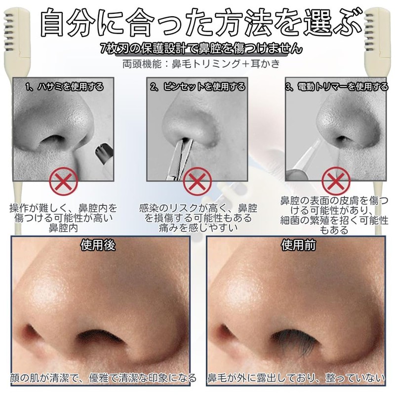 FUGSHIYI Nose Hair Cutter, Nasal Hair Cutter, Nickel, Manual, 20