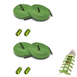SZWLJ Elastic Shoelaces with Metal Capsules, No Tie Rubber Laces, Adjustable Rubber Shoe Laces, No Tie Shoelaces, 2 Green