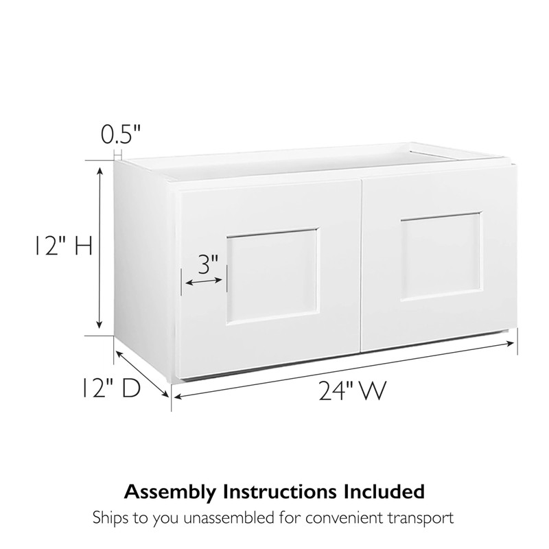 Brookings Shaker Unassembled Bridge Wall Kitchen Cabinet W2412, 24 W