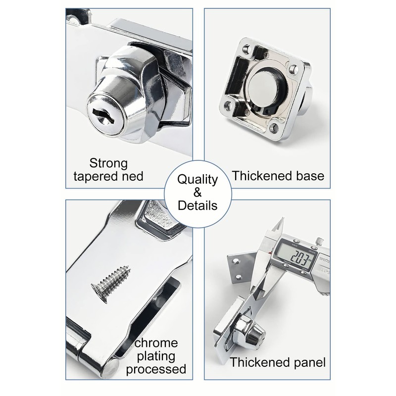 I-EASYDWW, Keyed Hasp Locks, 3 Inch, Twist Knob Keyed Locking