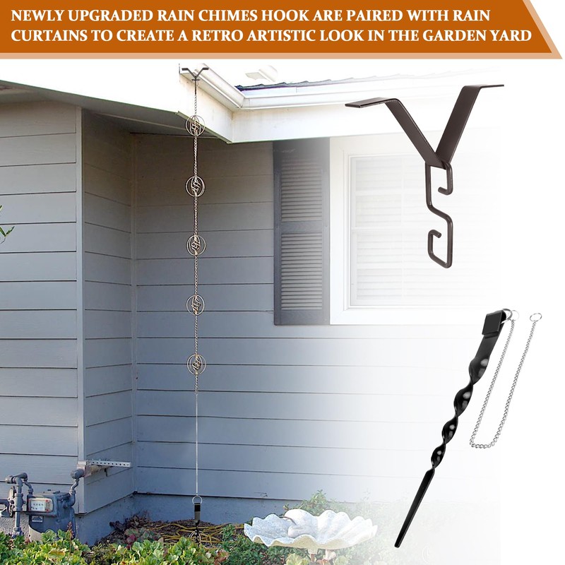 Rain Chains Clip and Ground Anchor Kit, for Outdoor Garden