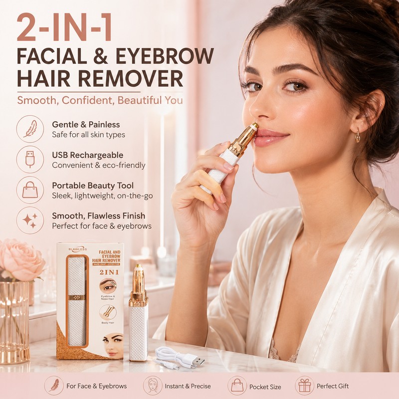 2-in-1 Rechargeable Facial Hair Remover & Eyebrow Trimmer for Women