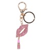 Rhinestone Keychain Red Lip Shape Bag Purse Key Ring Decorative