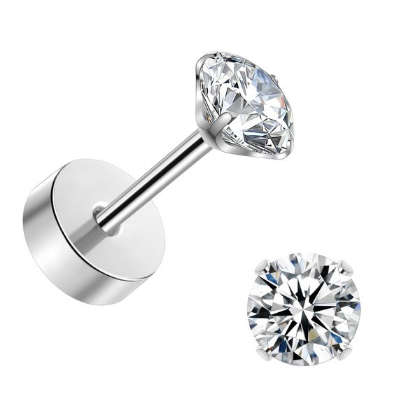 J.aey Titanium G23 Sliver Stud Earrings for Women Men Helix