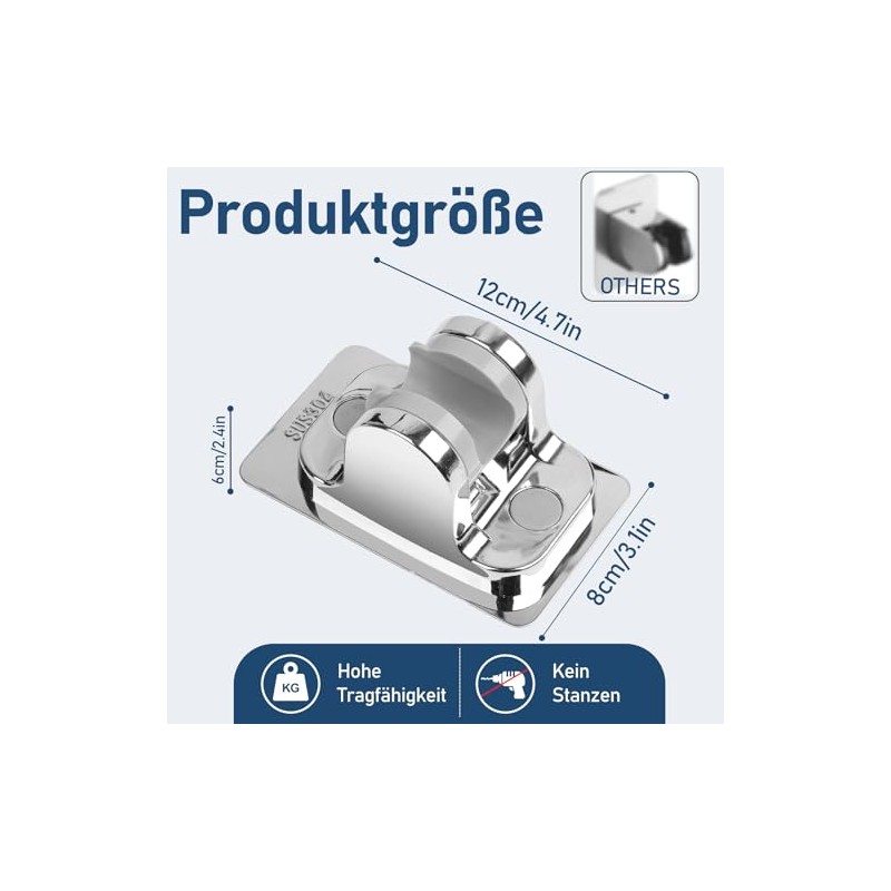 SIMGOTT Shower head holder without drilling, SUS stainless steel and