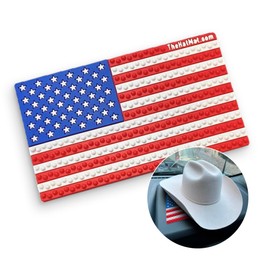 TheHatMat Dashboard Hat Mat Holder - Extra-Large Cowboy Hat Holder for Truck, Anti-Skid Pad for Accessories & Valuables, Premium Protection for Armrest, or Seat, No Adhesives Needed, Red, White & Blue
