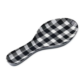 UPware Melamine Spoon Rest Spoon Holder Kitchen Utensil Holders 9.625 Inch for Kitchen Counter Dining Table (Gingham Black)