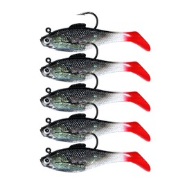 BLUEWING 2in 5 Pack Swim Shad Fishing Lures Soft Paddle Tail Weighted Swimbaits with High-Carbon Steel Hook and Built-in Lead Weights Bass