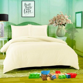 Comfort Collections Duvet Quilt Cover With Matching Pillow Case Plain Dyed Poly Cotton Easy Care Bedding Set COLOUR CREAM SINGLE