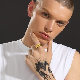 U7 Dad Ring Mens Gold Rings Size Y Razor Blade Pendant Hip Hop Cool Boys Jewellery