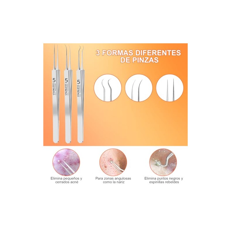 Kit Extractor de Puntos Negros y Espinillas de Acero Inoxidable