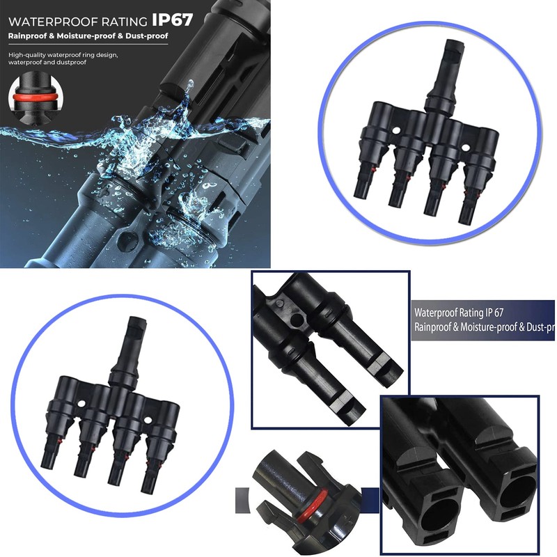 TRAMILY Solar Panel PV 1 to 4 T Branch Connector