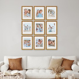 Sheffield Home 9 Piece Gallery Wall Frame Set, 11x14 Inch, Matted to 8x10 Inch, Antique Bronze
