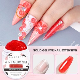 Makartt Solid Builder Nail Gel - 4 in 1 Nail Extension Gel 3D Gel Sculpting Strong Nail Glue for Acrylic Nails Nail Rhinestone Glue Gel Hard Gel Nail Lamp Required