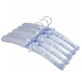 Cansybil 5 Pack Satin Padded Hangers for Women Clothing, Anti Slip Sponge Fabric Clothing Hangers Coat Racks for Sweater, Coat, Suit, Dress(Light Blue)