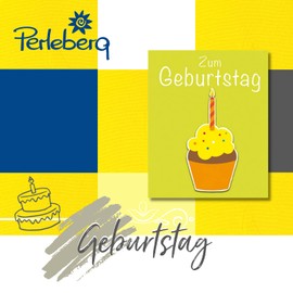Perleberg hochwertige Geburtstagskarte der Midi-Card Collection - edle Midi Karte zum Geburtstag in Premium-Qualität - schöne Geburtstagskarten inkl Umschlag und Klammer 6,5 x 8 cm