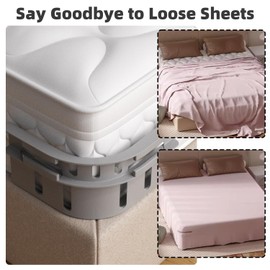 4Pcs Sheet Holders For Bedding, Bed Sheet Holder, Sheet Locks With Invisible Lock Strips, Heavy Duty Fitted Bed Sheet Clips For Corners, Grippers And Fasteners For Bedding, Holders For Twin Queen King