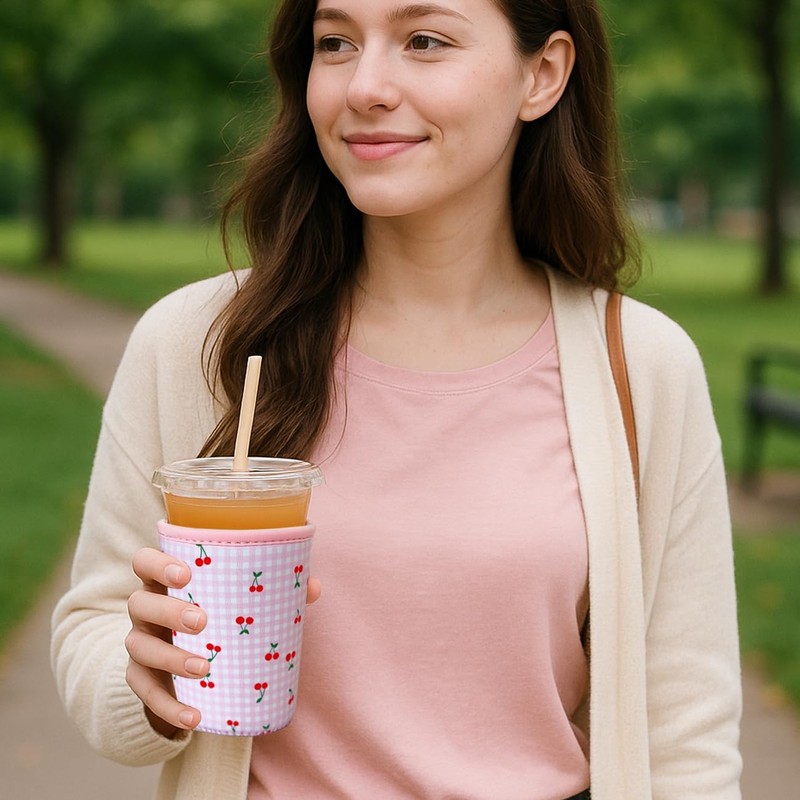 Reusable Insulated Neoprene Iced Coffee Cup Sleeve, Durable Drink Sleeve