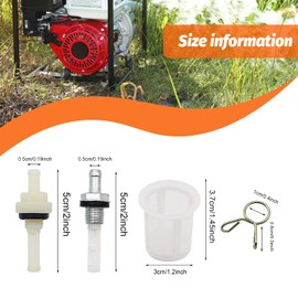 Gas Fuel Tank Joint Outlet Filter, Fuel Line Screen for Honda and Clone GX160 GX390 Predator 212 CT200U Mini Bike Go Kart 159 196 301 389 420 cc
