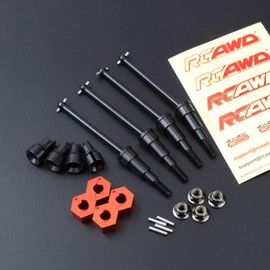 RCAWD Steel Driveshaft & +10mm Wide Wheel Hex Hub Lock Nut & Outdrive Cup for Arrma 1/18 Granite Typhon Grom Front Rear Drive Shaft Upgrades Part