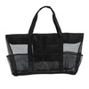 Large Mesh Beach Tote Bag for Summer Vacations and Bathing (Ins Style) Tuba/Black 4ea
