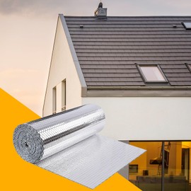 Window Insulation Roll, Double Sided Aluminum Film Insulation Roll, Reflective Foil Insulation Roll, Good Insulation, Radiant Barrier, with 16 Double Sided Stickers (23.6in x 10ft)